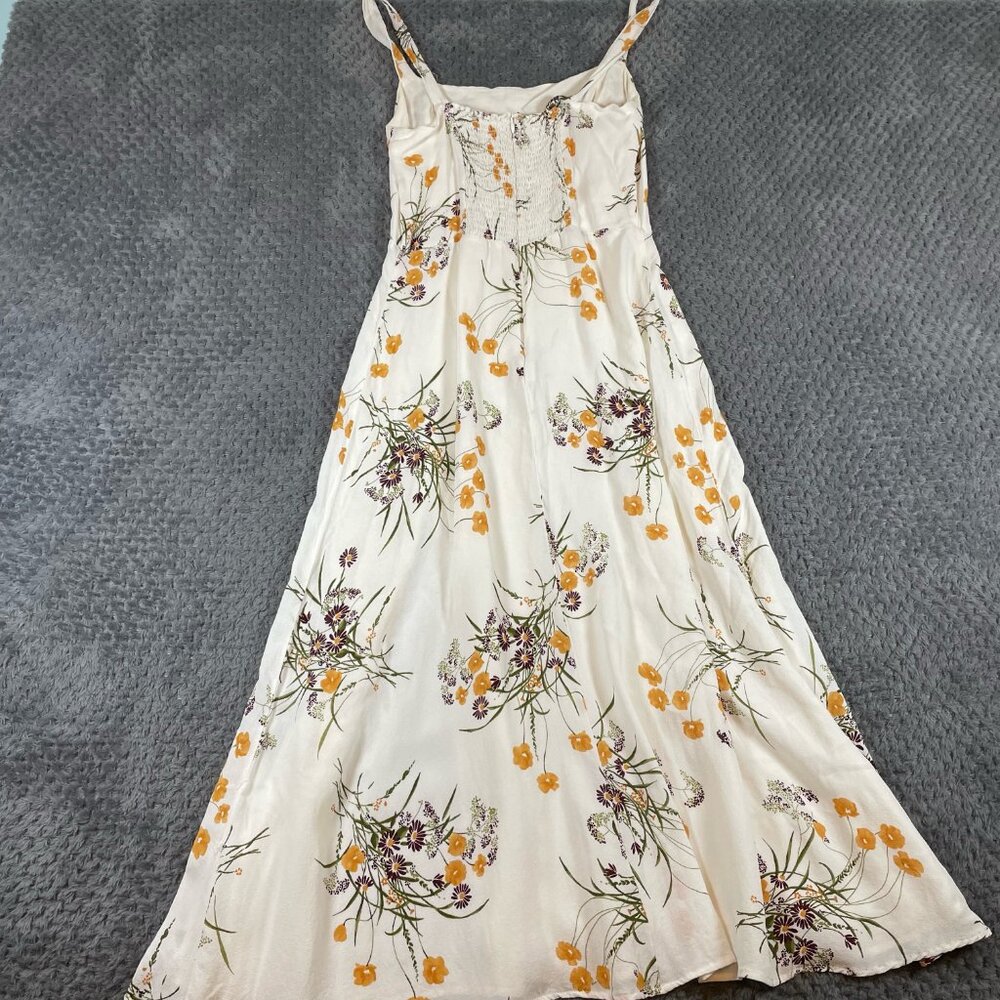 Reformation Womens Floral Nectarine Midi Dress Slit Smocked Coquette Cottagecore - Picture 6 of 9